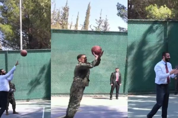 Diplomasi sahada: Şara, ABD generalleriyle basketbol oynadı