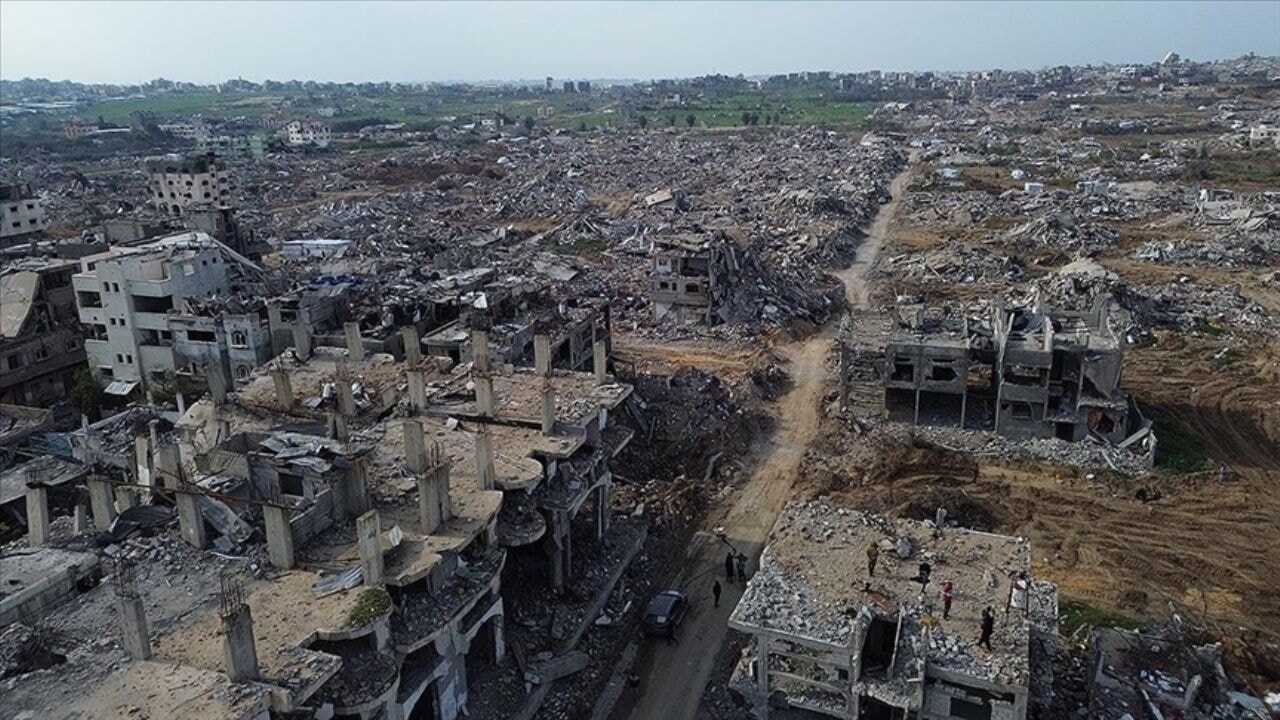 Gazze'nin kuzeyinde Beyt Hanun'daki ağır yıkım havadan görüntülendi