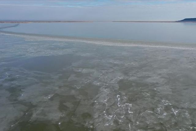 Lake Gala in NW Turkiye partly frozen amid harsh winter