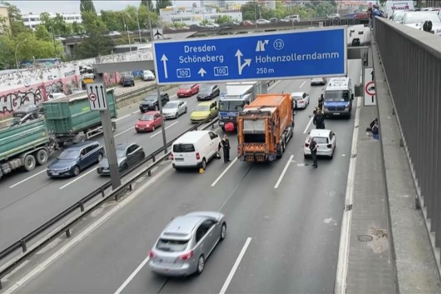 German climate activists block rush hour traffic in Berlin