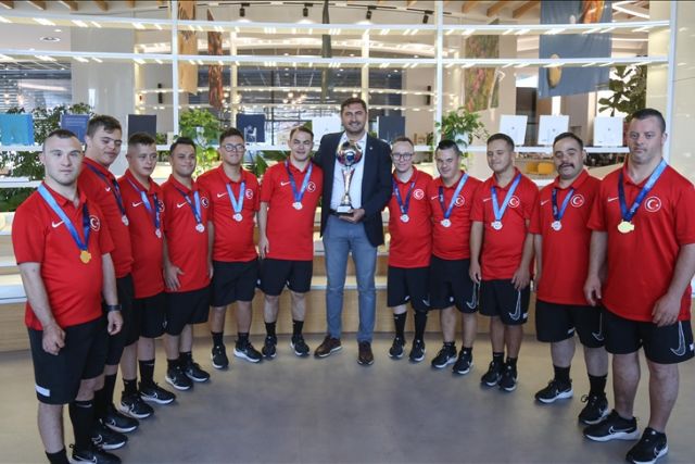 European champions Turkish Down syndrome futsal team visit Anadolu