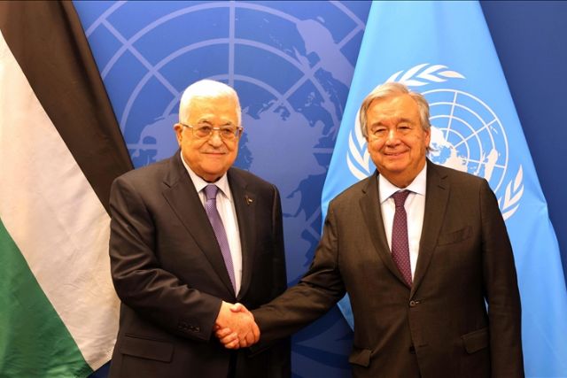 Abbas discusses Palestinian cause with UN chief Guterres