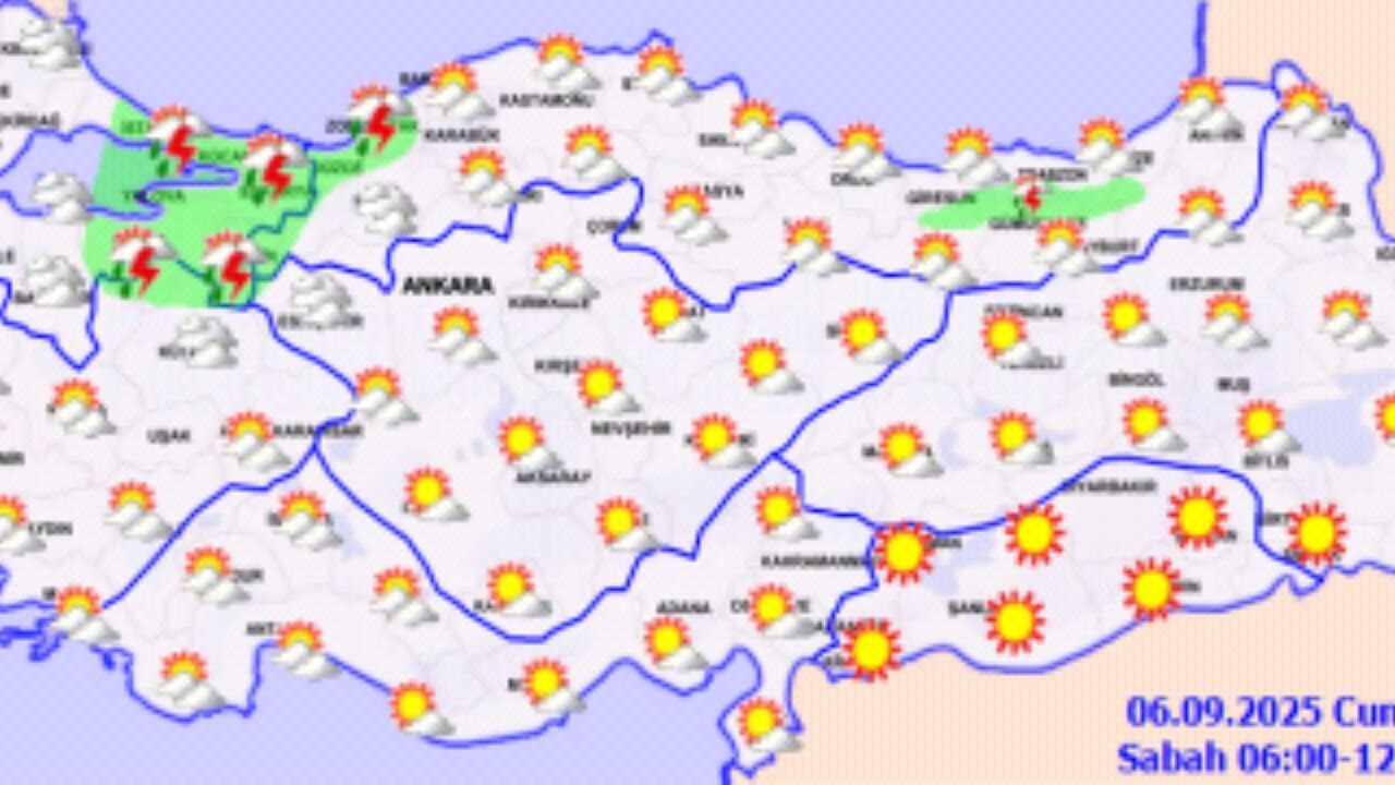 Hava durumu 06 Eylül 2025