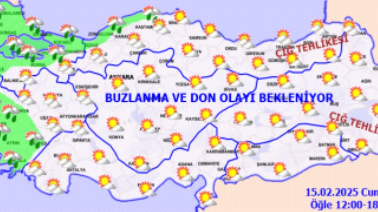 15 Şubat 2025 Türkiye geneli hava durumu