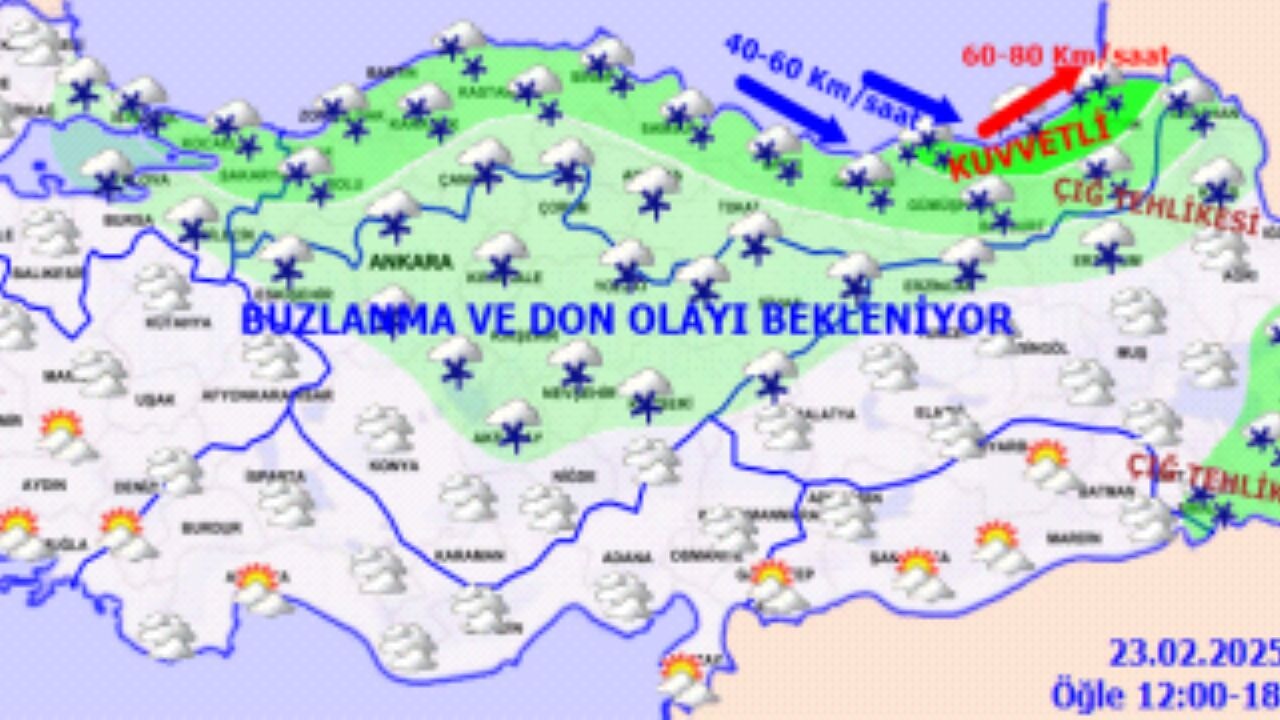 23 Şubat 2025 Türkiye geneli hava durumu