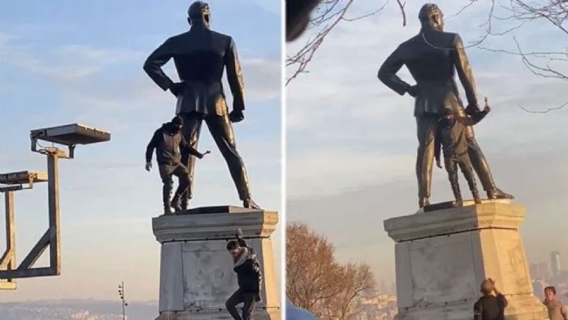 Atatürk anıtına saldırı | Atatürk heykeline saldıran kişi kim?