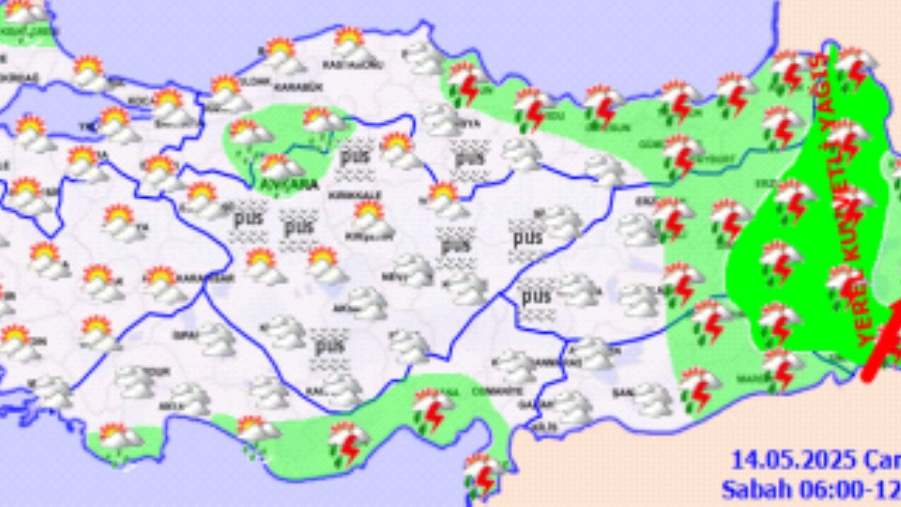 Türkiye genelinde hava durumu 14 Mayıs 2025