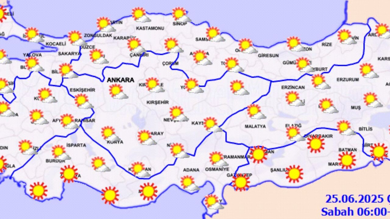 Hava durumu 25 Haziran 2025