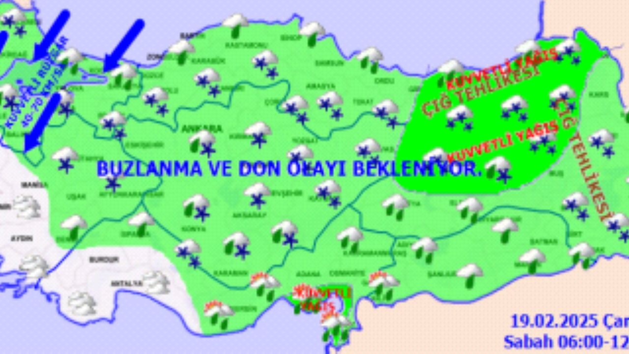 Türkiye geneli hava durumu. 19 Şubat 2025