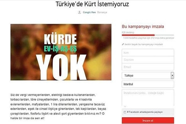 'Türkiye'de Kürt istemiyoruz' kampanyası!
