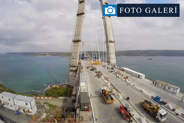 3. köprüde askı halatlar monte ediliyor