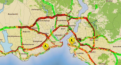 İstanbul trafiği kırmızıdan bordoya döndü