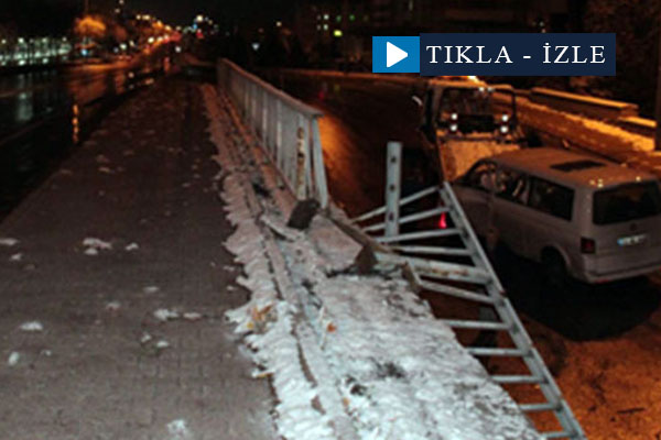 Minibüs köprüden aşağı uçtu