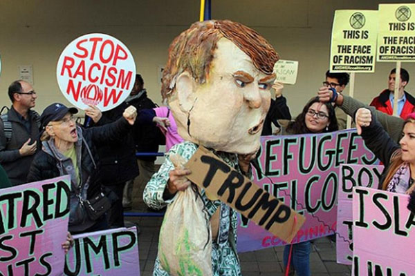 Washington'da ırkçı Trump protesto edildi