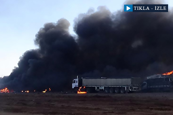 Rus savaş uçakları yakıt tırlarını vurdu