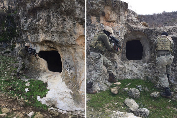 PKK'lı teröristlere ait sığınaklar yerle bir edildi