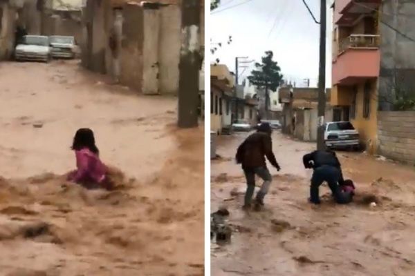 Sele kapılan kız çocuğunun kurtarılma anı