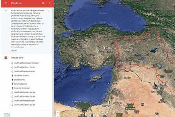 Google 'Büyük Kürdistan' haritasını kaldırdı