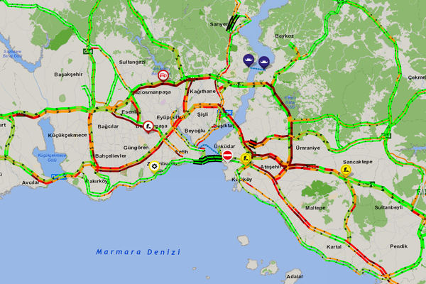 İstanbul'da kar trafiği