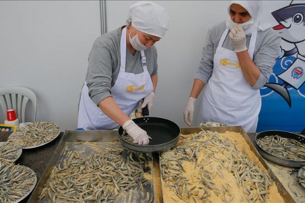 İzmir'deki şenlikte 10 ton hamsi dağıtıldı