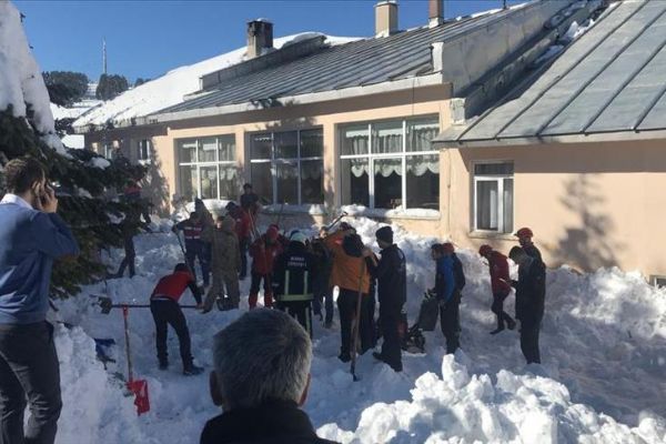 Çatıda biriken kar vatandaşların üzerine düştü