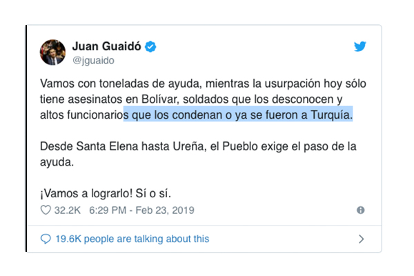 Guaido: Üst düzey askerler, Türkiye'ye gitti