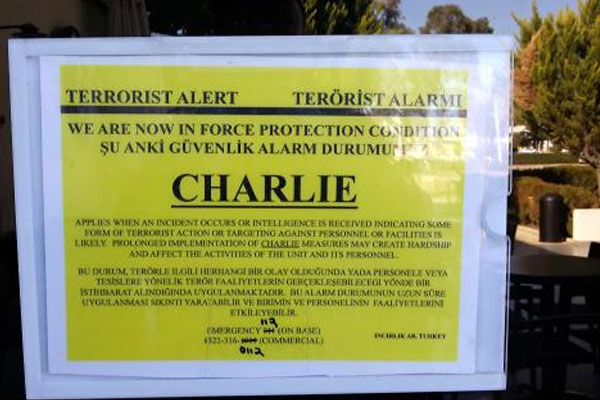 İncirlik Üssü'nde 'Charlie' alarmı