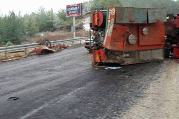 İşçileri taşıyan arazöz devrildi: 5 yaralı