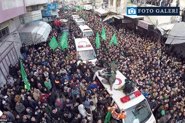 Gazze'de tünel şehitlerini 250 bin kişi uğurladı