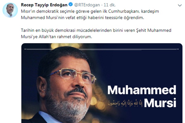Erdoğan'dan 'Mursi' paylaşımı