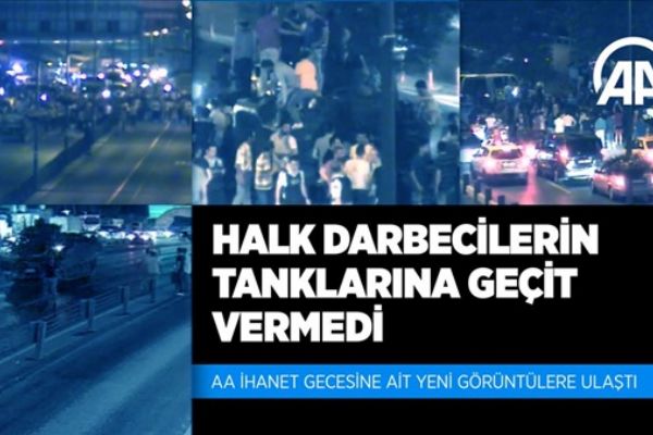 Darbeci askerlere yardıma giden tankı önüne yatıp durdurdular