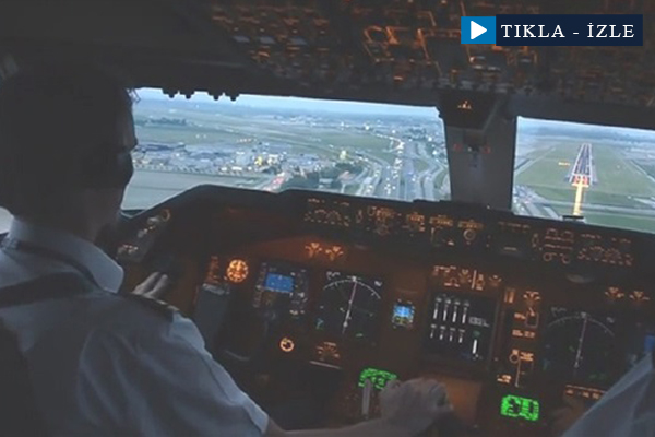 Uçağın kokpitinden iniş anı