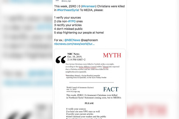 Süryanilerden basına ''Barış Pınarı'' uyarısı