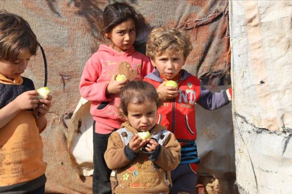 Suriye'deki çadır kentlerde 21 ton meyve dağıtıldı