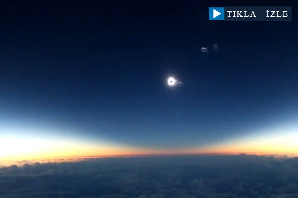 Uçakta güneş tutulması'nı izlediler