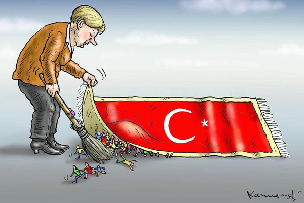 Alman karikatürist Merkel'in mülteci politikasını çizdi