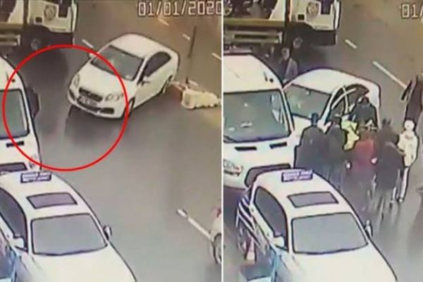 İstanbul Sultanbeyli'de savrulan araç yoldaki adama çarptı