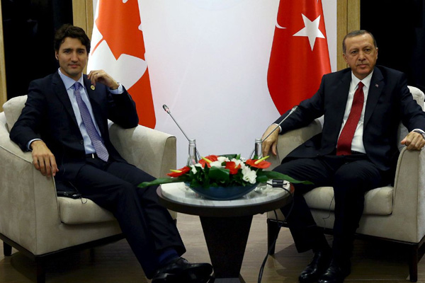 Cumhurbaşkanı Erdoğan, Kanada Başbakanı Trudeau ile görüştü