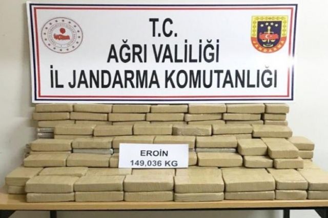 Ağrı'da 148 kilogram eroin ele geçirildi
