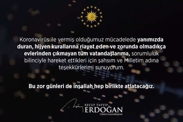 Erdoğan'dan koronavirüsle ilgili sesli mesaj