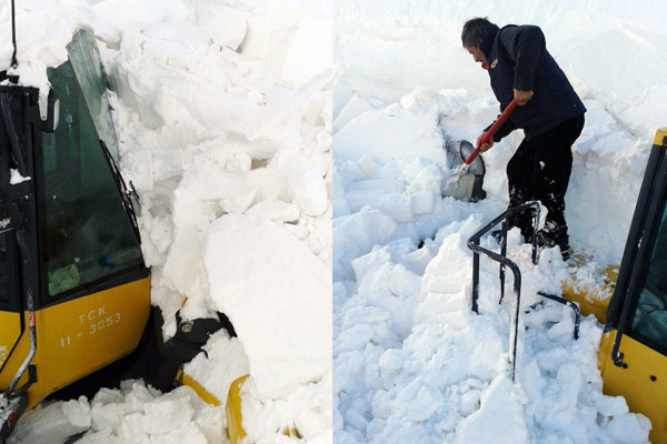 İş makinesi operatörü çığ altında kaldı