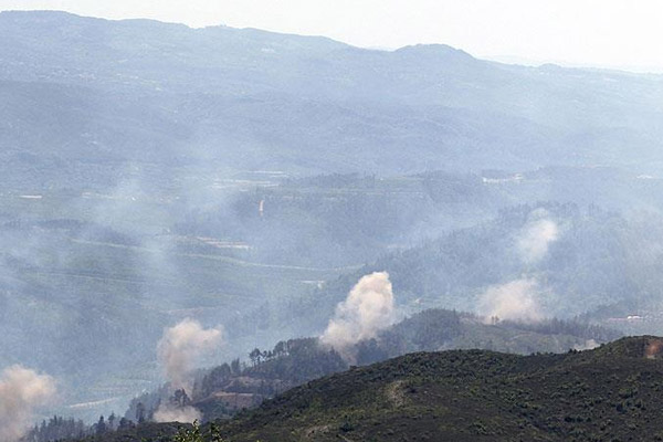 Türkmendağı yoğun top ateşi