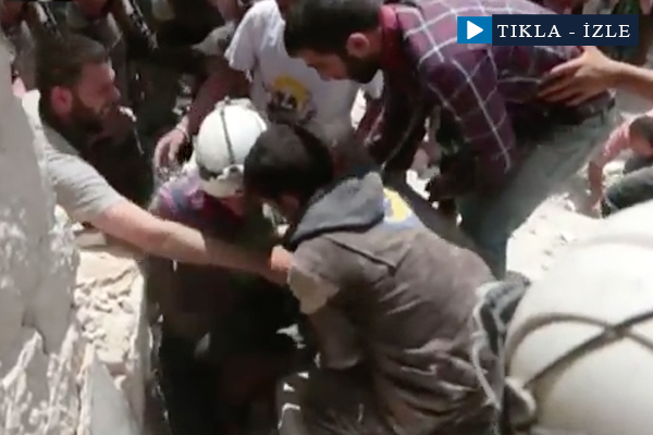 Halep'te küçük kız enkazdan böyle çıkarıldı