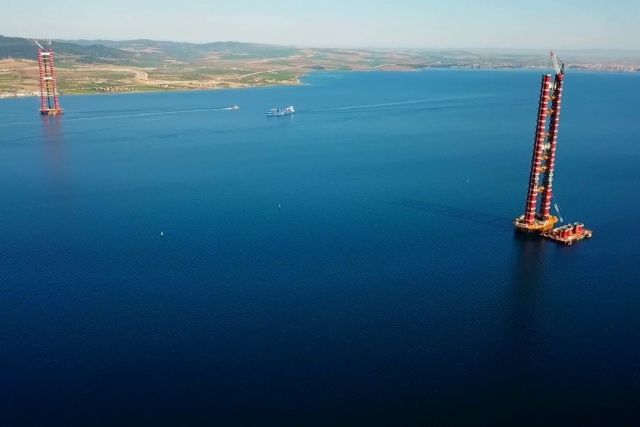 Çanakkale Boğaz Köprüsü'nün kuleleri 270 metreye ulaştı