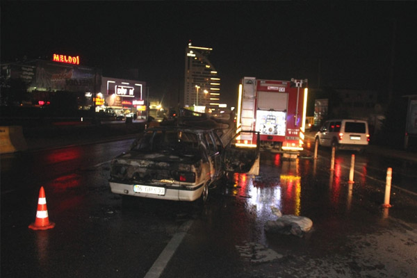 LPG’li araç alev alev yandı