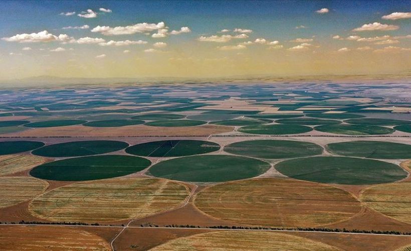 Konya'nın devasa dairesel tarlaları gökyüzünden görüntülendi