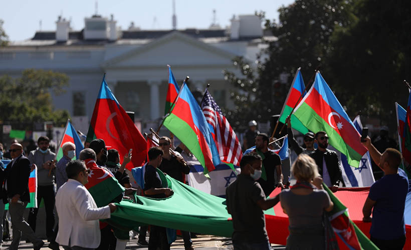 Beyaz Saray önünde Azerbaycan'a destek mitingi