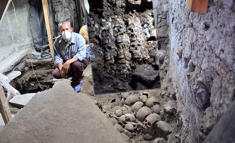 Kafataslarından kule yapmışlar!