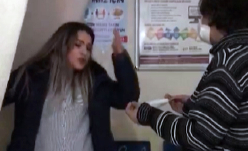 Maske takmayan kadından polise tehdit