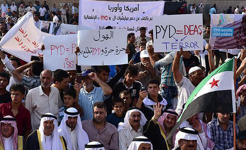 Rasulayn'da halk, YPG/PKK'yı protesto etti